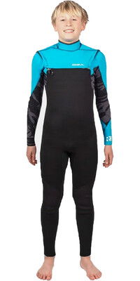 2024 Gul Junior Response FX 3/2mm Chest Zip Neopreno RE1252-C1 - Black / Cyan